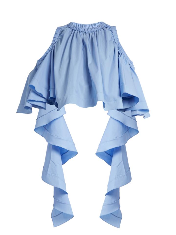 Ellery Baby Cut-out Shoulder Cotton-poplin Cropped Top