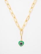 Fry Powers - Topaz, Enamel Heart & 14kt Gold-vermeil Necklace - Womens - Green Multi