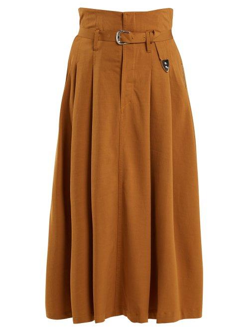 Matchesfashion.com Toga - High Rise Belted Maxi Skirt - Womens - Camel