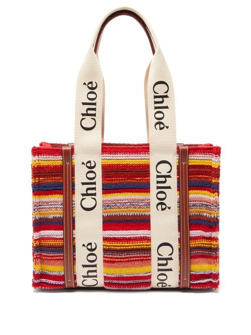 Chlo - Woody Small Striped Recycled-cashmere Tote Bag - Womens - Multi
