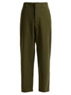 Matchesfashion.com Myar - Wide Leg Wool Blend Trousers - Womens - Dark Green