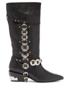 Matchesfashion.com Toga - Western Embellished Leather Boots - Womens - Black