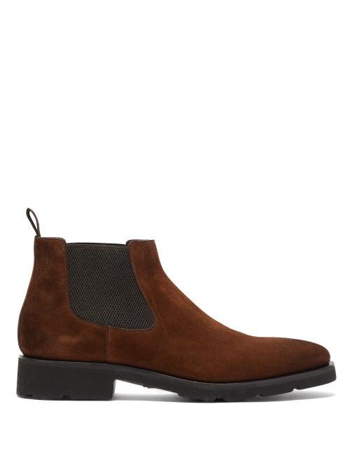 Matchesfashion.com Santoni - Bohemian Suede Chelsea Boots - Mens - Dark Brown