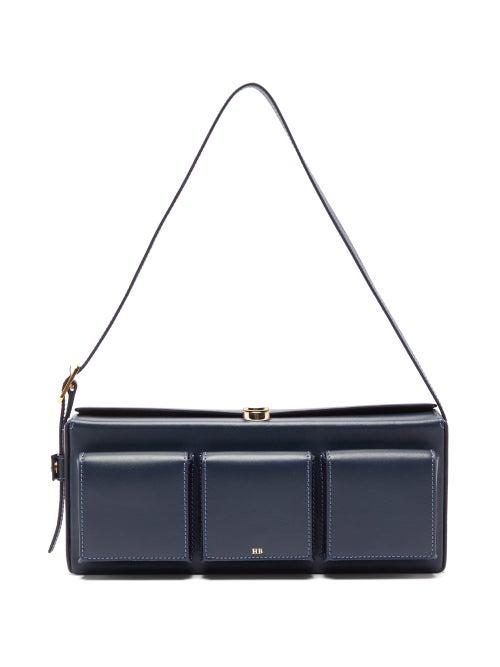 Matchesfashion.com Hillier Bartley - Triple-pocket Leather Shoulder Bag - Womens - Navy