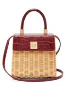 Matchesfashion.com Sparrows Weave - The Classic Wicker And Leather Top Handle Bag - Womens - Burgundy