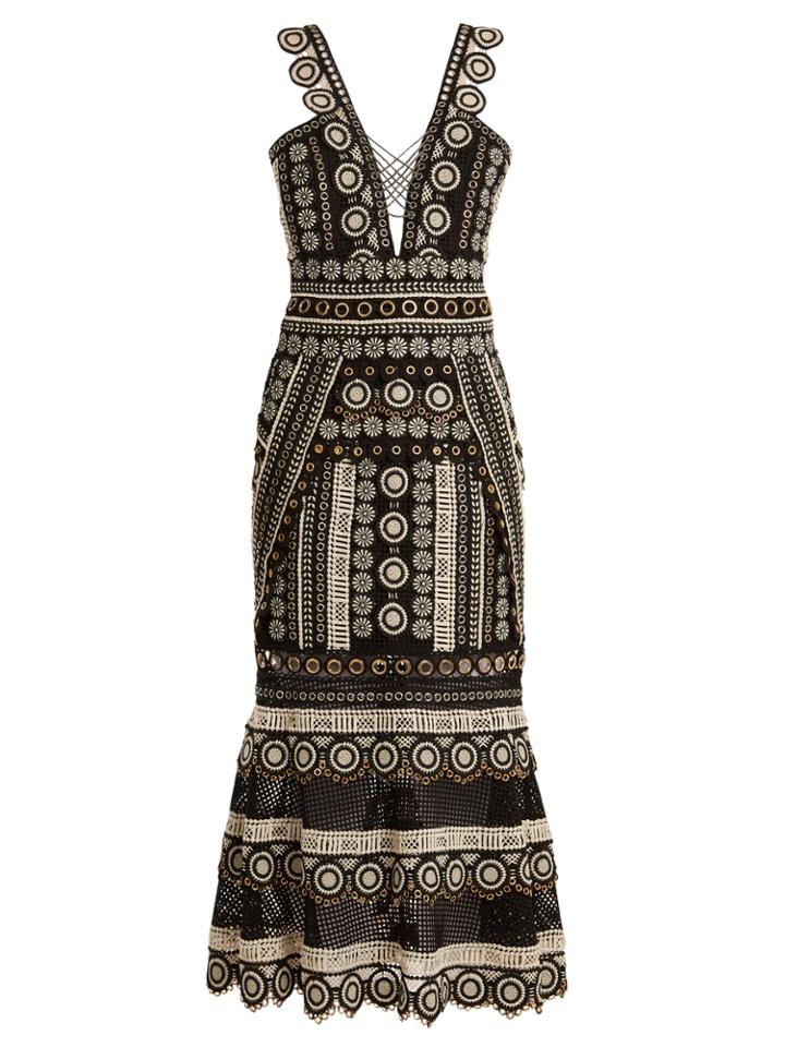 Jonathan Simkhai Deep V-neck Eyelet-embellished Macram-lace Dress