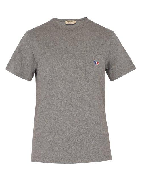 Matchesfashion.com Maison Kitsun - Fox Appliqu Cotton T Shirt - Mens - Grey
