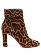 Matchesfashion.com Christian Louboutin - Moulamax 85 Leopard Print Pony Hair Ankle Boots - Womens - Leopard