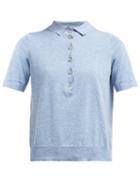Matchesfashion.com Allude - Knit Polo Shirt - Womens - Light Blue