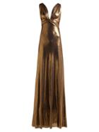 Matchesfashion.com Maria Lucia Hohan - Azra Draped Lam Gown - Womens - Gold