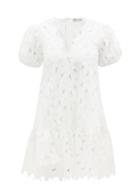 Matchesfashion.com Redvalentino - Floral-embroidered Cutout Cotton-blend Mini Dress - Womens - White