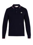 Matchesfashion.com Moncler - Long Sleeved Cotton Polo Shirt - Mens - Black