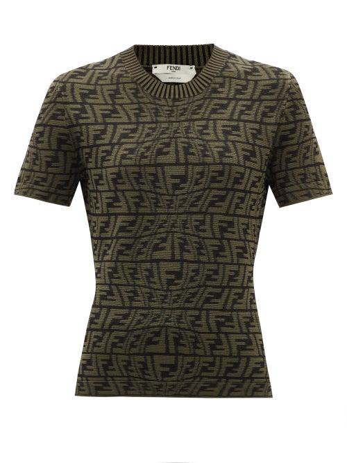 Fendi - Ff Fish Eye-jacquard Knit Top - Womens - Green