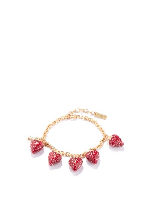 Ladies Jewellery Saint Laurent - Strawberry Charm Bracelet - Womens - Red Gold