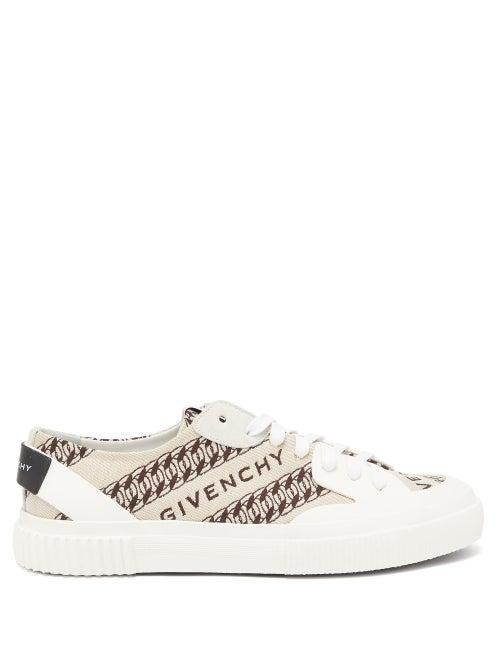 Matchesfashion.com Givenchy - Tennis Chain And Logo-jacquard Trainers - Womens - Beige Multi