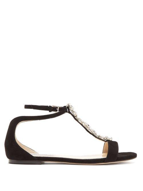 Matchesfashion.com Jimmy Choo - Averie Crystal Embellished Suede Sandals - Womens - Black