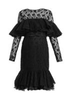 Matchesfashion.com Giambattista Valli - Layered Ruffled Cotton Blend Macram Lace Dress - Womens - Black