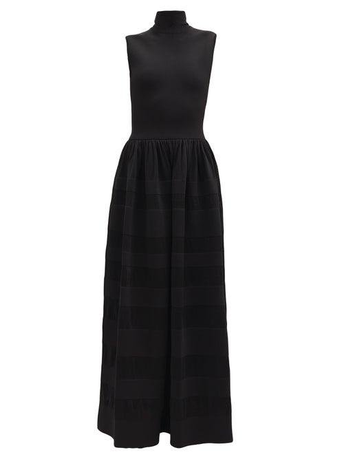 Matchesfashion.com Maison Rabih Kayrouz - Roll-neck Striped Knitted Gown - Womens - Black