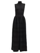 Matchesfashion.com Maison Rabih Kayrouz - Roll-neck Striped Knitted Gown - Womens - Black