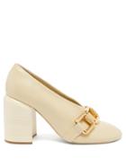 Jil Sander - Chain-embellished Leather Pumps - Womens - Beige