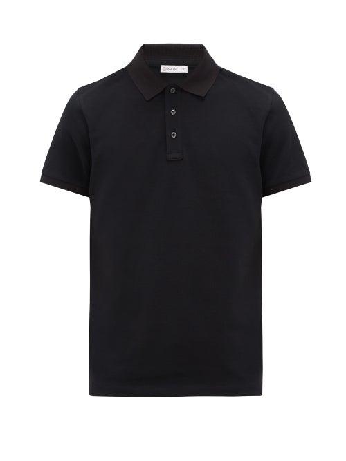 Matchesfashion.com Moncler - Logo-patch Cotton-piqu Polo Shirt - Mens - Black