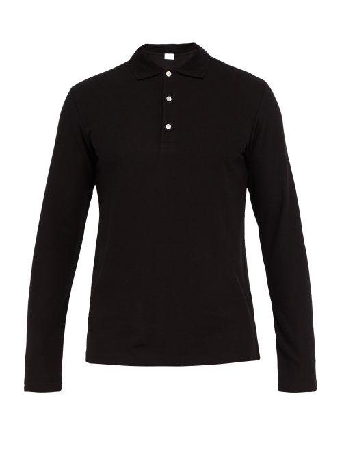 Matchesfashion.com Handvaerk - Long Sleeved Pima Cotton Piqu Polo Shirt - Mens - Black