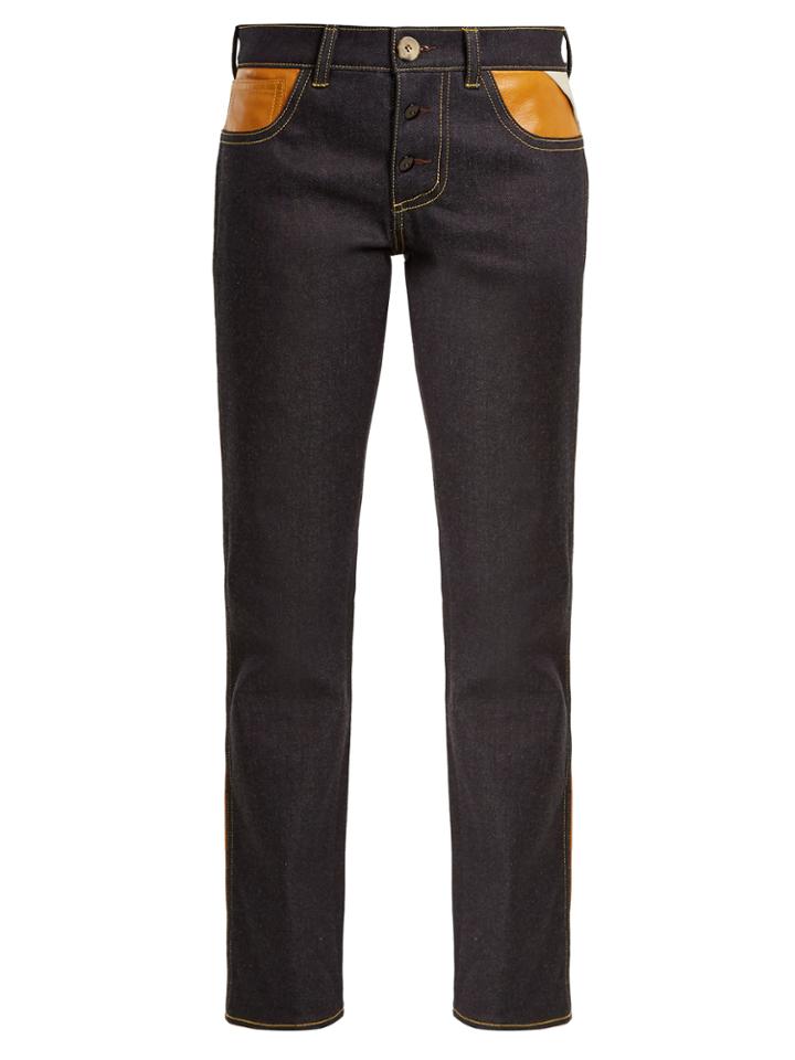 Wales Bonner X Chapal Leather-panel Straight-leg Jeans
