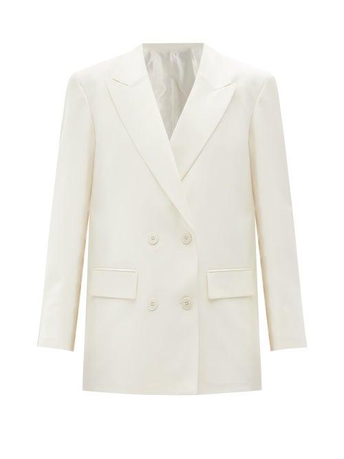 Matchesfashion.com Valentino - Oversized Double-breasted Twill Blazer - Womens - White