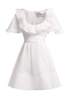 Matchesfashion.com Valentino - Ruffled Sangallo Lace Cotton Mini Dress - Womens - White