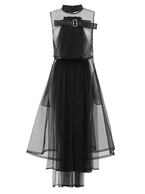 Matchesfashion.com Noir Kei Ninomiya - Buckled Tulle Midi Dress - Womens - Black