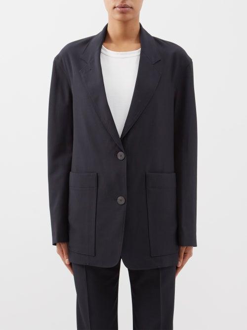 Studio Nicholson - Conde Patch-pocket Twill Blazer - Womens - Dark Navy