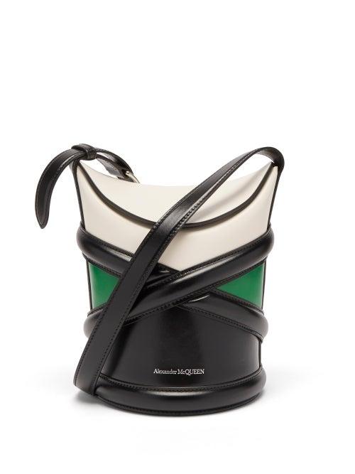Ladies Bags Alexander Mcqueen - The Curve Small Harness-strap Leather Bucket Bag - Womens - Black Multi