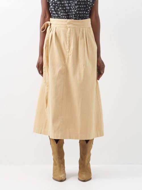 Sea - Therese Cotton-canvas Midi Skirt - Womens - Sand