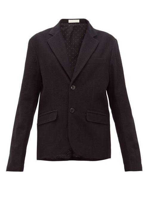 Matchesfashion.com La Fetiche - Annie Single Breasted Cotton Blend Blazer - Womens - Black