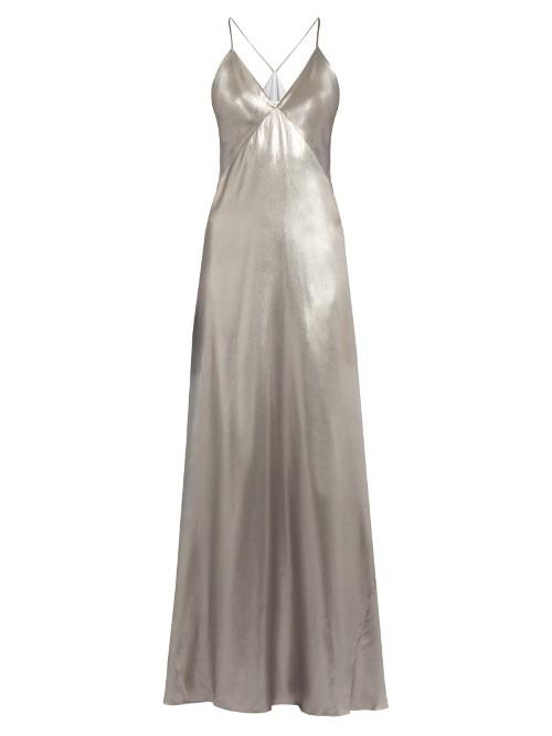 Galvan V-neck Sleeveless Silk-satin Gown