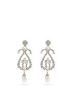 Matchesfashion.com Miu Miu - Oversized Crystal And Pearl Clip On Earrings - Womens - Crystal