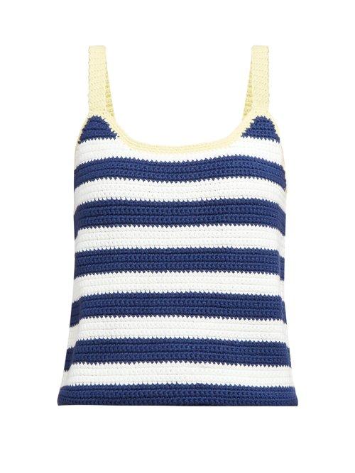 Matchesfashion.com Staud - Capo Striped Knitted Camisole - Womens - Navy Multi