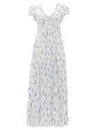 Matchesfashion.com Loveshackfancy - Archer Cotton Broderie Anglaise Midi Dress - Womens - White Multi