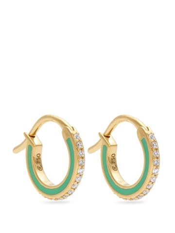 Raphaele Canot Skinny Deco Diamond, Enamel & Yellow-gold Earrings