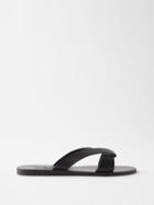 Ancient Greek Sandals - Riley Crossover-strap Leather Slides - Womens - Black