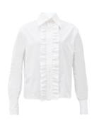 Matchesfashion.com Saint Laurent - Ruffled-placket Poplin Shirt - Womens - White