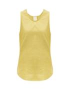 Matchesfashion.com Marrakshi Life - Curved-hem Cotton-blend Tank Top - Womens - Yellow