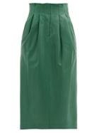 Matchesfashion.com Dodo Bar Or - Tulip Leather Midi Skirt - Womens - Green