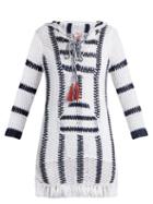 Matchesfashion.com Anna Kosturova - Cape Cod Striped Crochet Hooded Dress - Womens - Blue White