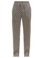 Matchesfashion.com Marine Serre - Crescent Moon-print Relaxed Satin Trousers - Mens - Black Beige