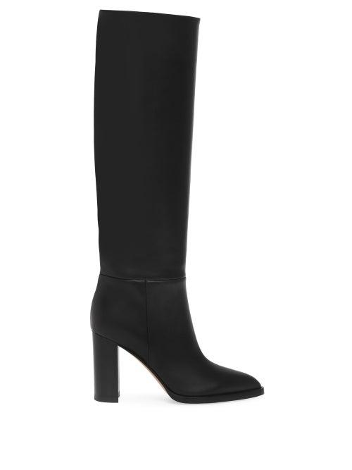 Ladies Shoes Gianvito Rossi - Hynde 85 Leather Knee-high Boots - Womens - Black