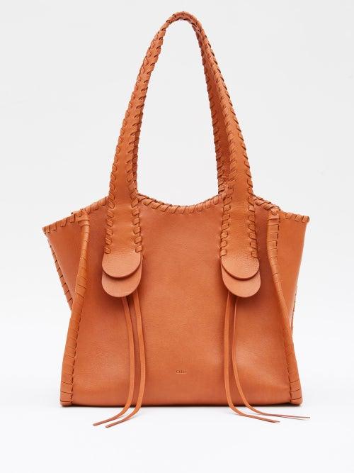 Chlo - Mony Whipstitched Leather Shoulder Bag - Womens - Light Tan