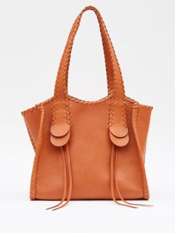 Chlo - Mony Whipstitched Leather Shoulder Bag - Womens - Light Tan