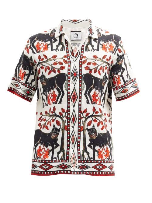 Matchesfashion.com Endless Joy - Romulus And Remus-print Poplin Shirt - Mens - White