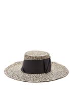 Sensi Studio Faille-bow Embellished Woven-straw Hat
